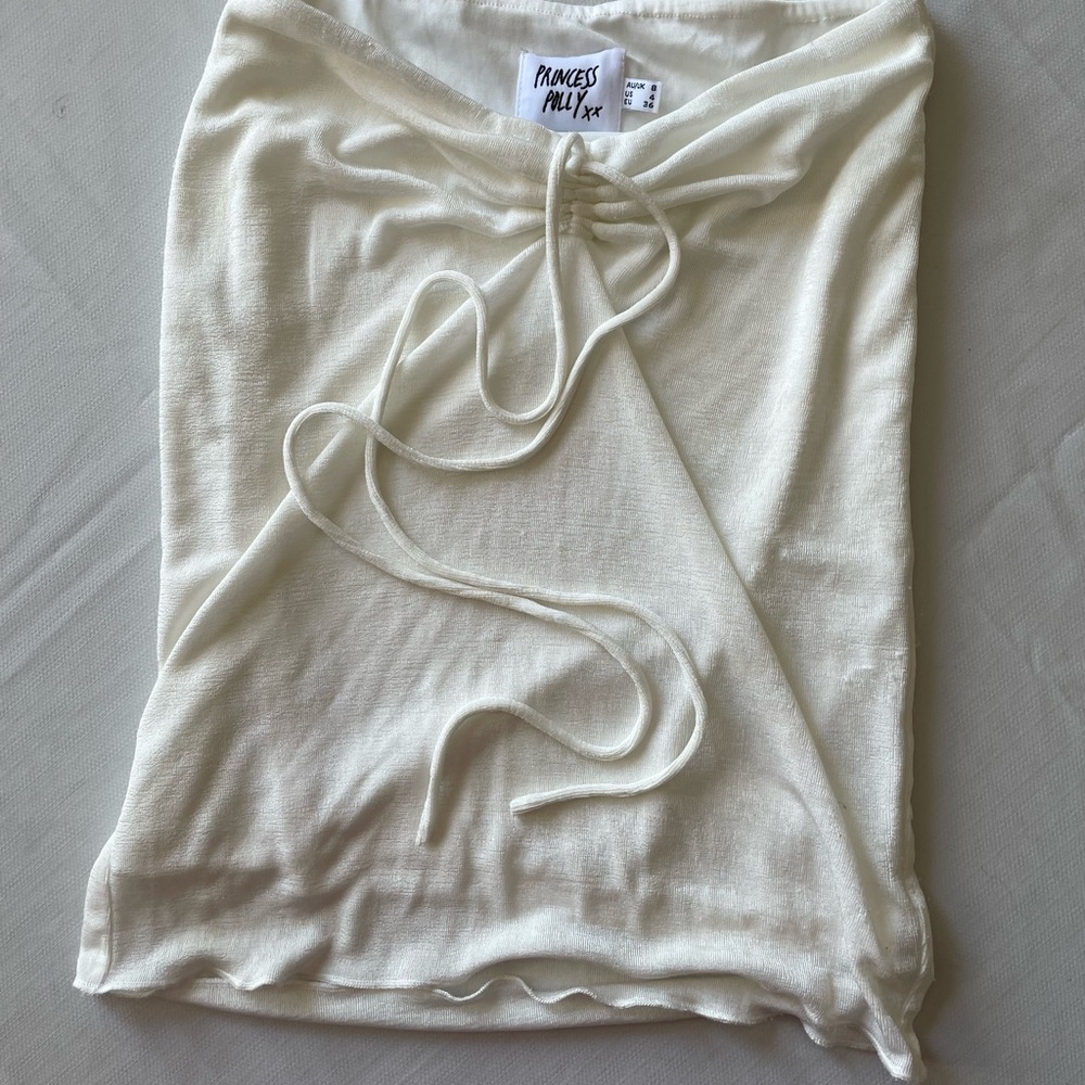 Princess Polly white strapless top, stretchy. Size 4